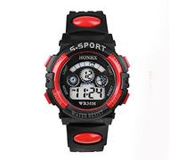 Quartz Digital Boy Watch Wrist Red LED Date Alarm Children Sports Kid's Watch Little Boy Wallet Ages 3-5 (Red, One Size)