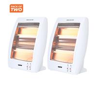 Geepas Quartz Halogen Heater, Pack of 2 | Portable Upright Electric Heater with 2 Heat Settings 400W/800W, Safety Tip Over Switch, Ideal for Home Office Caravans and Garages, 800 W, White