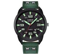 Quartz Luminous Men's Leather Dial Watch Strap Calendar Outdoor Men's Watch Mens Large Watches (C, One Size)