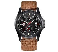 Quartz Men's Watches Wrist Analog Nylon Date Quartz Men's Watch Couple Watch Set (Coffee, One Size)