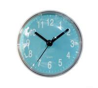 Quartz Movement Sucker Clock for Kitchen and Bathroom Walls Mirrors or Tiles Designed to Resist Fogging During Steam Exposure (Blue)