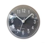 Quartz Movement Sucker Clock for Kitchen and Bathroom Walls Mirrors or Tiles Designed to Resist Fogging During Steam Exposure (Gray)