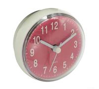 Quartz-Powered Silent Wall Clock with Secure Suction Attachment for Bathroom Glass Tile or For Kitchen Smooth Wall (Pink)