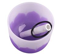 Quartz Singing Bowl, Crystal Singing Bowl Corrosion Resistant Gift Sound Therapy Instrument Color Flower Pattern with Stick for Prayer (Purple B Note)