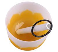 Quartz Singing Bowl, Crystal Singing Bowl Corrosion Resistant Gift Sound Therapy Instrument Color Flower Pattern with Stick for Prayer (Yellow E Note)