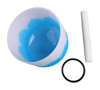 Quartz Singing Bowl, Crystal Singing Bowl Corrosion Resistant Gift Sound Therapy Instrument Color Flower Pattern with Stick for Prayer (Blue A Note)