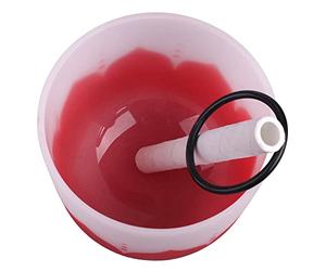 Quartz Singing Bowl, Crystal Singing Bowl Corrosion Resistant Gift Sound Therapy Instrument Color Flower Pattern with Stick for Prayer (Red C Note)