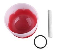 Quartz Singing Bowl, Fine Workmanship, Crystal Singing Bowl, Matte Color, Floral Pattern, Wear-resistant with Stick for Prayer (Red C Note)