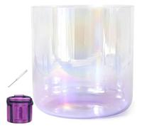 Quartz Sound Bowl, Crystal Singing Bowl Set 432Hz Multicolor Stress Relief with Striker O Ring(Violet,F Note)