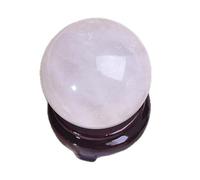 Quartz Sphere White Crystal Ball with Wooden Base Feng Shui Gemstone Sculpture Figurine Ornaments for Witchcraft and Decorative Balls,12cm