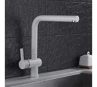Quartz Stone Kitchen Faucet Sandblast Paint 360 Degree Rotation Copper Oat Color Hot and Cold Faucet Sink Mixer Tap 360 Swivel Deck Mounted Black(Blanc)