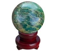 Quartz Stone Sphere Green Emerald Crystal Ball Sculpture Ornament for Divination Home Office Decor,5~5.5cm
