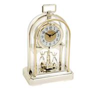 QUARTZ TABLE CLOCK WITH ROTATING PENDULUM, HOUSING GOLDFARBEN