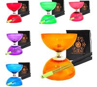 Quartz Triple Bearing Clutch Diabolo Set with Aluminium 'Metal' Sticks, Diabolo String and Cascade Carry Bag (Orange with Gold Handsticks)
