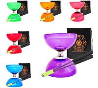 Quartz Triple Bearing Clutch Diabolo Set with Aluminium 'Metal' Sticks, Diabolo String and Cascade Carry Bag (Purple with Purple Handsticks)