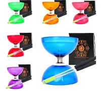 Quartz Triple Bearing Clutch Diabolo Set with Aluminium 'Metal' Sticks, Diabolo String and Cascade Carry Bag (Blue with Silver Handsticks)