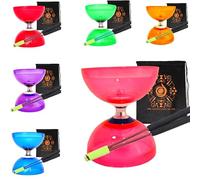 Quartz Triple Bearing Clutch Diabolo Set with Aluminium 'Metal' Sticks, Diabolo String and Cascade Carry Bag (Pink with Red Handsticks)