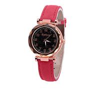Quartz Watch Ladies Watch Digital Starry Luminous Belt Watch Women's Watch Womens Watch with Secondhand (Hot Pink, One Size)