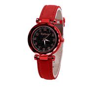 Quartz Watch Ladies Watch Digital Starry Luminous Belt Watch Women's Watch Wristwatch with Secondhand for Nurses (Red, One Size)