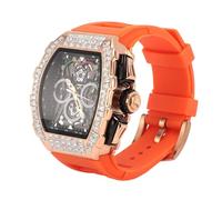 Quartz Watch, Luminous Moon Phase Timing Calendar Silicone Strap 30m Waterproof Gift Boxed, for Men, Alloy Steel, Black