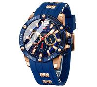 Quartz Watch Men Chronograph Waterproof Sport Man Watches Blue Analog Silicon Strap Fashion Wristwatch Men MF Mini Focus