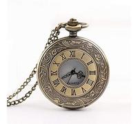 Quartz Watch Pattern Numerals Pocket Watch Quartz Roman Men's (Gold, One Size)