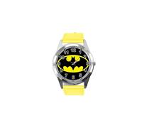 Quartz Watch Yellow Leather Band Round for Batman Fans