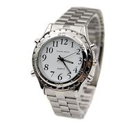 Quartz Watch Yourself for Watch Talking impaired English Clock Blind Visually or Men's (Silver, One Size)