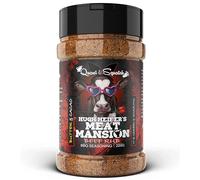 Quasi & Squatch Hugh Heifers Meat Mansion - Brisket Bark Builder Beef Rub | Texas Black Pepper Beef Seasoning for Brisket, Ribs & Steaks | Smoker & Air Fryer | Natural Mahogany Bark | 220g Lar