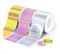 QUASON 2" Round Holographic Thermal Sticker Labels, Waterproof & Rainbow Wave & Glitter Design, for Price/Name Tag, Barcode, DIY Custom Logo Design，BPA Free（360Labels/3Rolls）