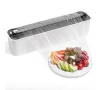 Quasziwa Aluminum Foil & Cling Film Dispenser and Cutter - Magnetic & No-Drill Wall Mount, Space-Saving Kitchen Organizer for Worktops & Cabinets, Plastic Wrap Dispenser, Fits up to 150m Rolls, Black