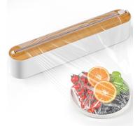Quasziwa Aluminum Foil & Cling Film Dispenser and Cutter - Magnetic & No-Drill Wall Mount, Space-Saving Kitchen Organiser for Worktops & Cabinets, Plastic Wrap Dispenser - Fits 31cm Rolls, Natural