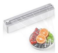 Quasziwa Magnetic Cling Film Dispenser and Cutter - Upgrade Refillable Aluminum Tin Foil Dispenser with Cutter Wall Mounted, Kitchen Plastic Wrap Organizer for Drawer, 1X50m Cling Wrap Included, Grey
