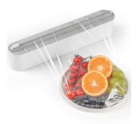Quasziwa Magnetic Cling Film Dispenser and Cutter - Upgrade Refillable Clingfilm & Aluminum Tin Foil Dispenser and Cutter Wall-Mounted, Plastic Wrap Dispenser for Kitchen - Fits 12" Roll, White