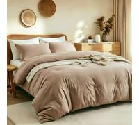 Quataly King Comforter Set Prewashed Lightweight Quilted Bedding, All Season Breathable Down Alternative Solid Brown Comforter (104"x90") with 2 Pillowcases