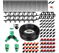 Quate 158 PCS Irrigation System Kit, 40M Micro Drip Watering System with Adjustable Nozzle Sprinkler Sprayer and Dripper Automatic for Greenhouse, Lawn, Patio, Landscape, Flower Bed, Terrace Plants