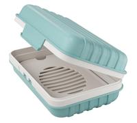 Quatish Bar Soap Holder Dish 1 Pack for Shower, Travel Soap Case with Lid for Gym, Camping Essentials, Hiking, Travel Size Toiletries, Portable, Leakproof, Blue