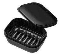 Quatish Soap Holder 1 Pack, Travel Soap Container with Lid, Portable Bar Soap Holder, Leakproof Soap Box with Perforations, Soap Dishes for Traveling, Camping, Gym (Black)