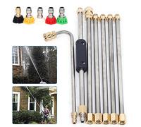 QuatoLuilo Gutter Cleaning Tools, 2-in-1 Portable Cleaning Scraper Tool for Cleaning Leaves and Moss, Pressure Washer Extension Wands for Home Roof Cleaner 5pcs Nozzles