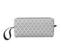 Quatrefoil Grey Print Foam Padded Cosmetic Case Simple Organizer Pouch Lightweight Travel Bag for Space Saving