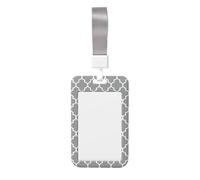 Quatrefoil Grey Printed Id Badge Holder with Neck Strap Vertical Waterproof Name Card Holder for Office School