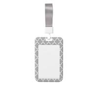 Quatrefoil Grey Printed Id Card Badge Holder with Neck Strap Waterproof Name Card Holder Plastic Vertical Sleeve Pocket