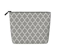 Quatrefoil Grey Printed Make up Bag for Women Makeup Bags Zipper Travel Cosmetic Bags Pouch Organizer