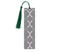 Quatrefoil Grey Printed Metal Bookmarks M - Dark Green Lightweight Aluminium Book Marker for Books, Journals & Gifts, Ideal Book Lovers, Holiday Decor & Crafts