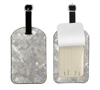 Quatrefoil Moroccan Mother of Pearl,Luggage Tags Pu Leather Name Tag Travel Suitcase Identifier ID Tags Durable Baggage Label 2 pcs