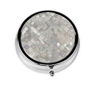 Quatrefoil Moroccan Mother of Pearl, Pill Box Round Pill Case for Pocket Or Purse Small Pill Container Travel Pill Organizer