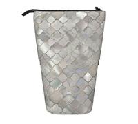 Quatrefoil Moroccan Mother of Pearl,Standing Pencil Holder Stationery Bag Pencil Pouch Organizer Telescopic Pencil Case