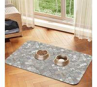 Quatrefoil Moroccan Mother Of Pearl,Waterproof Pet Feeding Mat,Cat Dog Placemats for Food and Water, PU Leather Food Mats,40x60cm