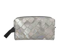 Quatrefoil Moroccan Mother of PearlLarge Capacity Cosmetic Organizer，Travel Makeup Bag for Women