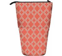 Quatrefoil Telescopic Pencil Stationery Case Pens Storage Box with Zipper Closure for Women Men Boys Girls Shape Geometric Tile Traditional Classic Elegance Repeat